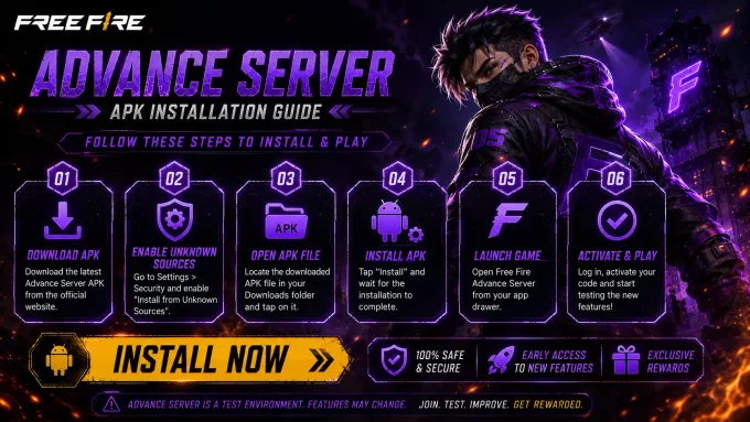 Installation steps Step-by-step install Free Fire Advance Server APK