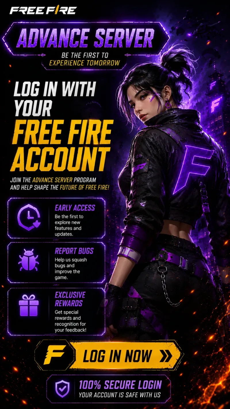 Login hero Login to Free Fire Advance Server with Free Fire account