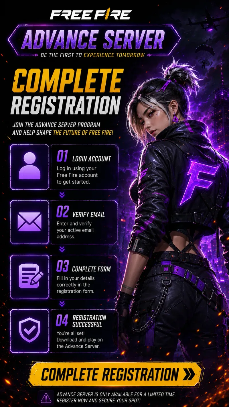 Registration hero Complete Free Fire Advance Server registration